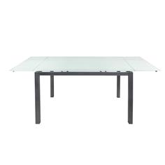 MESA COCINA EXT. AR1423 CRISTAL BLANCO P/PLATA