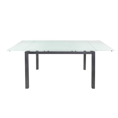 MESA COCINA EXT. AR1423 CRISTAL BLANCO P/PLATA