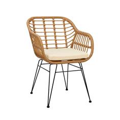 SILLON SPARK PE RATTAN C/NAT P/MET. NEGRA COJIN