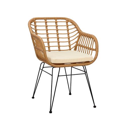 SILLON SPARK PE RATTAN C/NAT P/MET. NEGRA COJIN