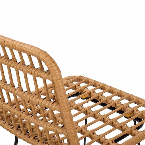 TABURETE SNAKE PE RATTAN C/NATURAL P/MET. NEGRA