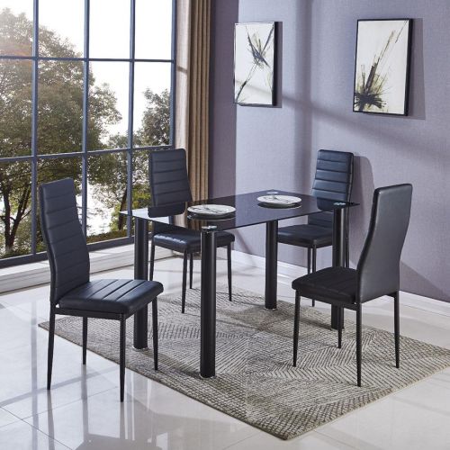 MESA BASIC+4 SILLAS C/ NEGRO 110X70