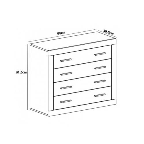 COMODA SARA 4C C/CAMBRIA- BLANCO
