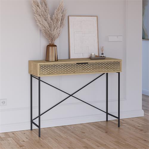 CONSOLA ECRIN 1C ROBLE PATA METAL