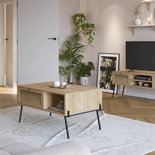 MESA CENTRO ECRIN 1P1H ROBLE PATA METAL