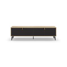 MUEBLE TV NOLA 4P 180CM ROBLE/NEGRO SILKY