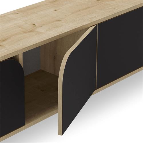 MUEBLE TV NOLA 4P 180CM ROBLE/NEGRO SILKY