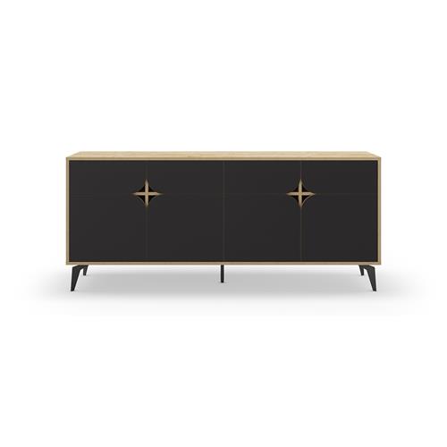 APARADOR NOLA 4P ROBLE/NEGRO SILKY PATA METAL