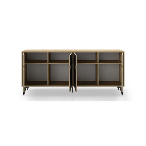 APARADOR NOLA 4P ROBLE/NEGRO SILKY PATA METAL