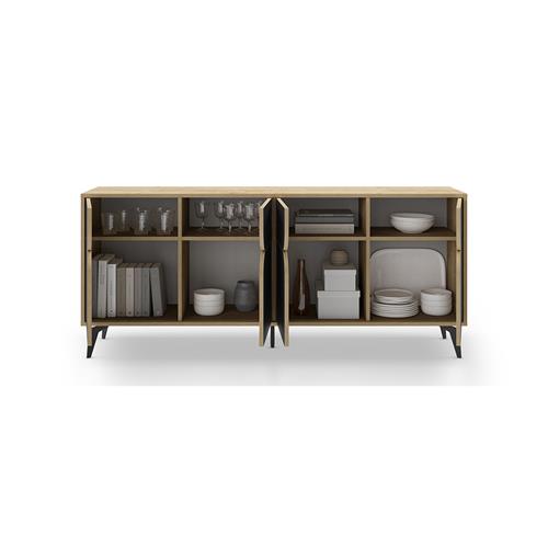 APARADOR NOLA 4P ROBLE/NEGRO SILKY PATA METAL