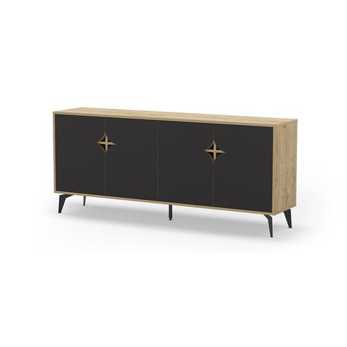 APARADOR NOLA 4P ROBLE/NEGRO SILKY PATA METAL