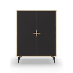 MUEBLE AUX NOLA ALTO 4P 90CM ROBLE/NEGRO SILKY PAT