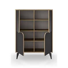 MUEBLE AUX NOLA ALTO 4P 90CM ROBLE/NEGRO SILKY PAT 2