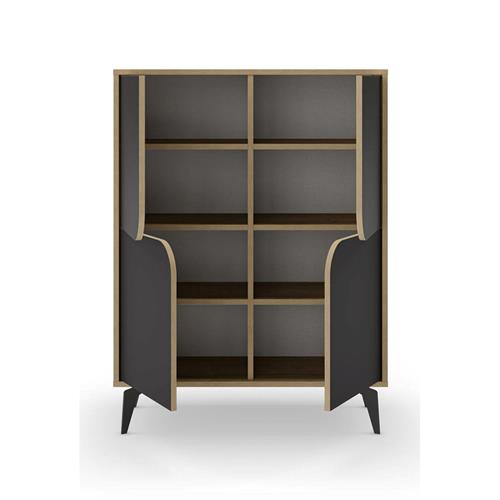 MUEBLE AUX NOLA ALTO 4P 90CM ROBLE/NEGRO SILKY PAT
