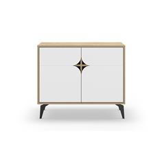 MUEBLE AUX. NOLA 2P 95CM ROBLE/BLANCO PATA METAL