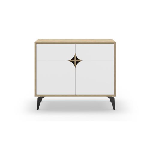 MUEBLE AUX. NOLA 2P 95CM ROBLE/BLANCO PATA METAL