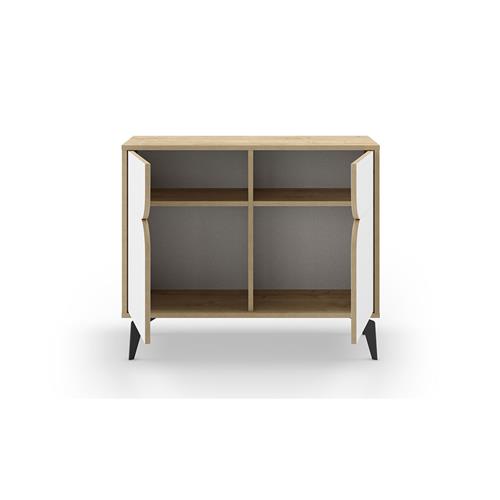 MUEBLE AUX. NOLA 2P 95CM ROBLE/BLANCO PATA METAL