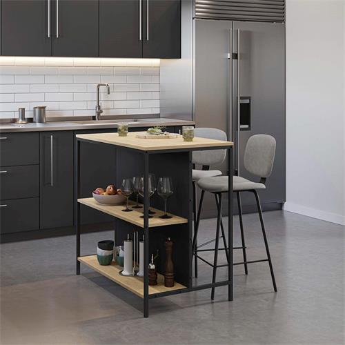 MESA BAR SAGI 2 ESTANTES ROBLE/NEGRO SILKY PATA ME
