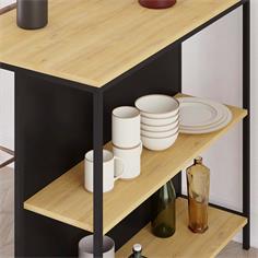 MESA BAR SAGI 2 ESTANTES ROBLE/NEGRO SILKY PATA ME 2