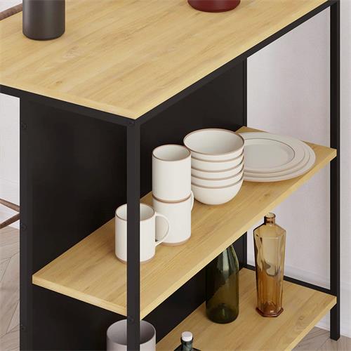 MESA BAR SAGI 2 ESTANTES ROBLE/NEGRO SILKY PATA ME