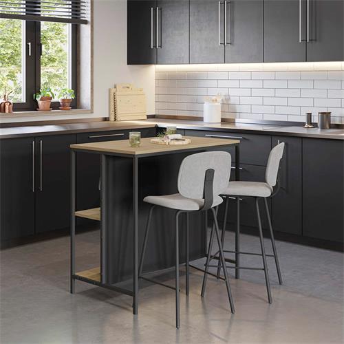 MESA BAR SAGI 2 ESTANTES ROBLE/NEGRO SILKY PATA ME