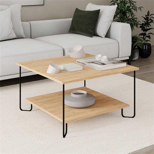 MESA CENTRO TONKA CUAD. ROBLE PATA METAL