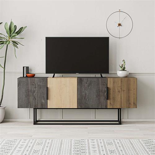 MUEBLE TV TITAN 4P 140CM MARRON OSCURO/ROBLE/NOGAL