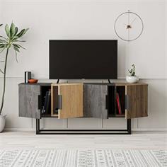 MUEBLE TV TITAN 4P 140CM MARRON OSCURO/ROBLE/NOGAL 2