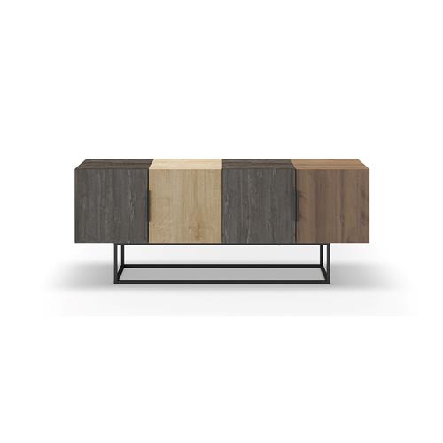 MUEBLE TV TITAN 4P 140CM MARRON OSCURO/ROBLE/NOGAL