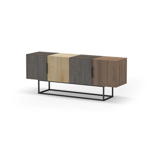 MUEBLE TV TITAN 4P 140CM MARRON OSCURO/ROBLE/NOGAL