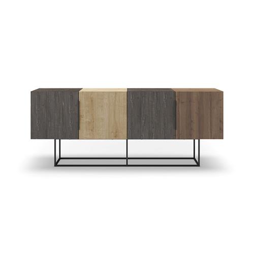 APARADOR TITAN 4P 200CM MARRON OSCURO/ROBLE/NOGAL