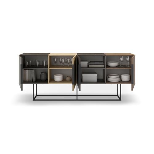 APARADOR TITAN 4P 200CM MARRON OSCURO/ROBLE/NOGAL