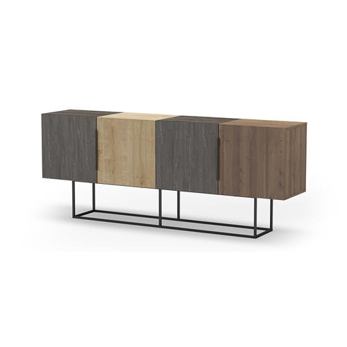 APARADOR TITAN 4P 200CM MARRON OSCURO/ROBLE/NOGAL