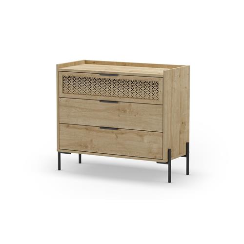 COMODA INCA 3C ROBLE PATA METAL