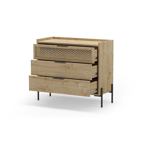 COMODA INCA 3C ROBLE PATA METAL
