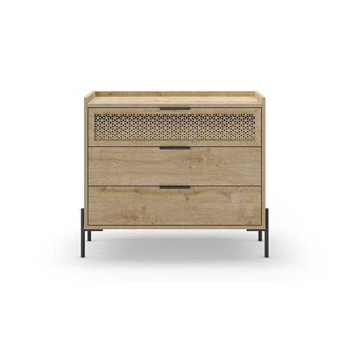 COMODA INCA 3C ROBLE PATA METAL