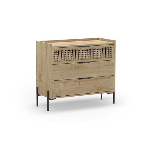 COMODA INCA 3C ROBLE PATA METAL