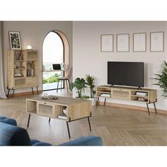 MUEBLE TV EVAN 1P4H ROBLE PATA METAL 2