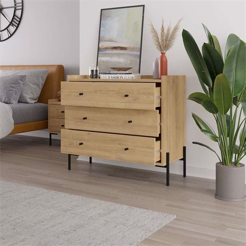 COMODA MAYRA-2 3C ROBLE PATA METAL