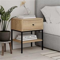 MESITA LISA 1C ROBLE PATA METAL