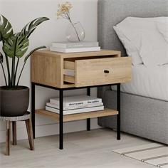 MESITA LISA 1C ROBLE PATA METAL 2