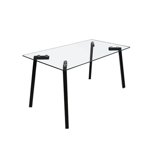MESA COMEDOR FIJA LUJAN T/CRISTAL P/MET. NEGRO