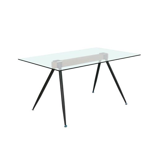 MESA COMEDOR FIJA OMARA T/CRISTAL P/MET. NEGRO