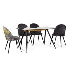 MESA COMEDOR FIJA OMARA T/CRISTAL P/MET. NEGRO 2