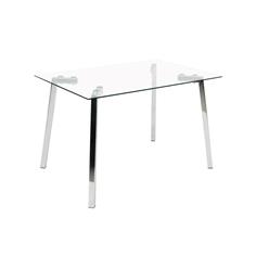 MESA COMEDOR FIJA JUNCAL T/CRISTAL P/CROMO