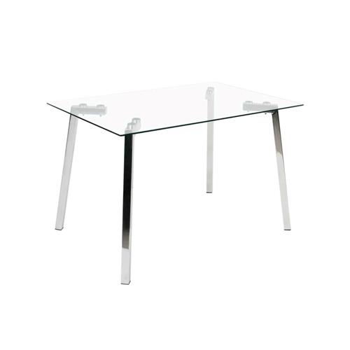 MESA COMEDOR FIJA JUNCAL T/CRISTAL P/CROMO