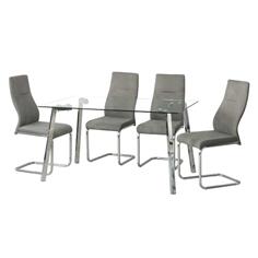 MESA COMEDOR FIJA JUNCAL T/CRISTAL P/CROMO 2