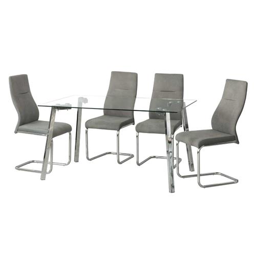 MESA COMEDOR FIJA JUNCAL T/CRISTAL P/CROMO