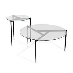 MESA CENTRO EVER (2 MESAS) T/CRISTAL P/MET. NEGRO