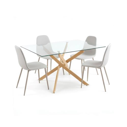 MESA COMEDOR ERIKA FIJA T/CRISTAL P/MADERA